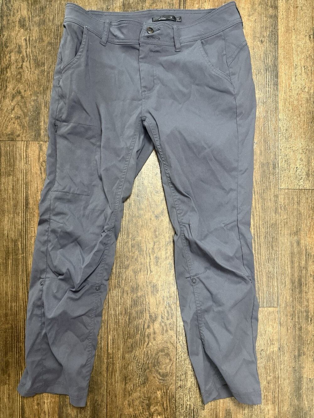Prana Pants Womens 8 Gray Halle Straight Leg Roll Up Low Rise Cargo Hiking Pants